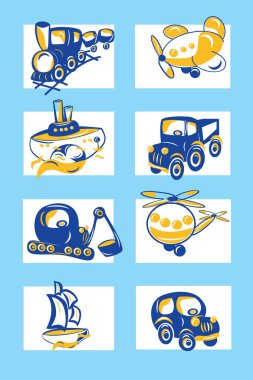 Cartoon vehicles vector clipart