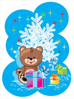 Christmas Bear under the tree clipart