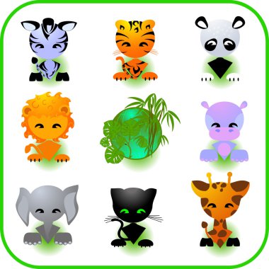 Cute Safari Animal Set clipart