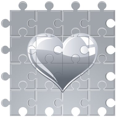 Puzzle metallic heart clipart