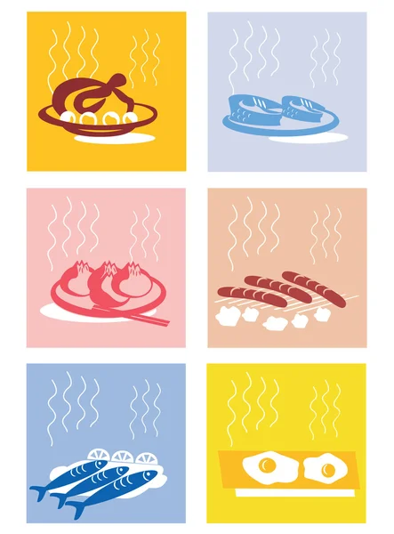 Icones de comida ilustração vetorial — Vetor de Stock