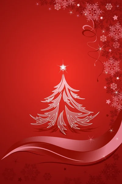 Arbre de Noël sur le fond rouge — Image vectorielle