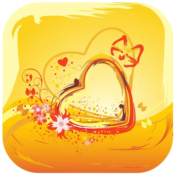 Yellow heart and flower abstract — Stock Vector