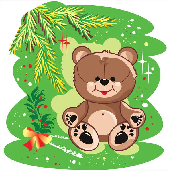 在绿色背景上的玩具熊 — 图库矢量图片