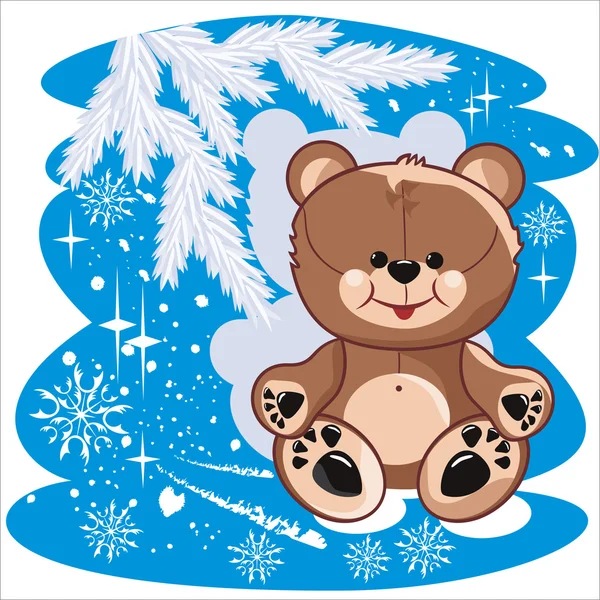 Teddy bear with Christmas tree — Stock Vector