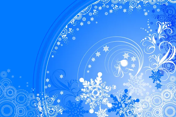 Fondo azul invierno con copos de nieve — Archivo Imágenes Vectoriales