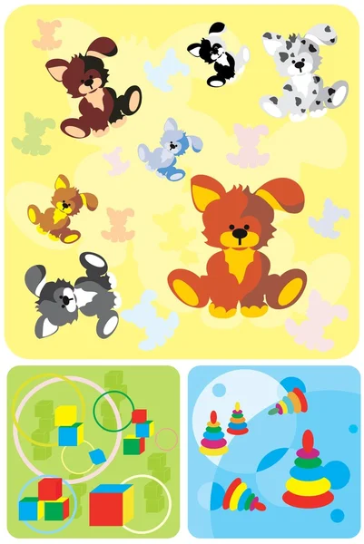 Set of soft toys. Vector — Stock Vector