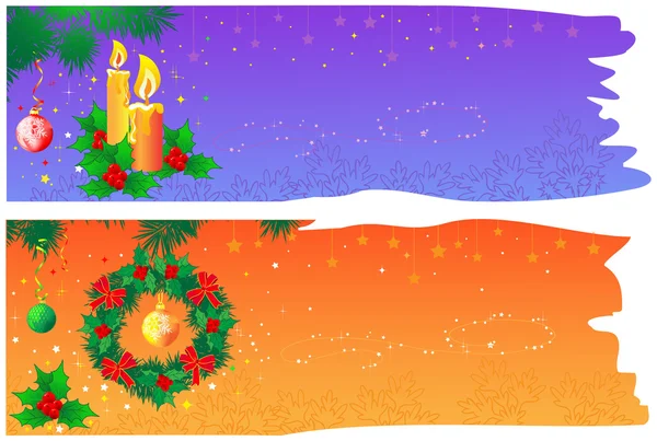 2 つのかわいいクリスマスのバナー — ストックベクタ