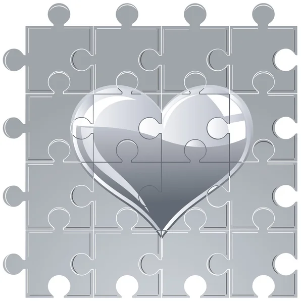 Kovové srdce puzzle — Stockový vektor