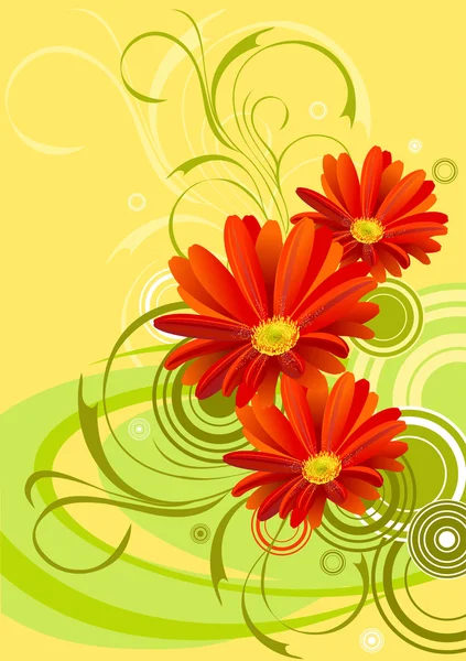 Gerbera çiçek arka plan tasarımı — Stok Vektör