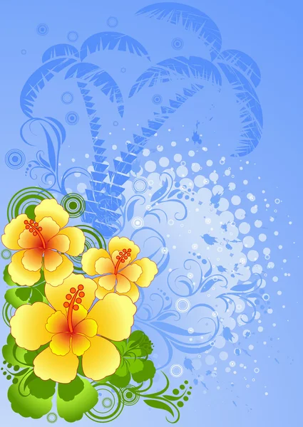 Composition estivale avec hibiscus — Image vectorielle