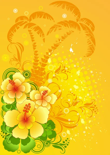 Composition estivale avec hibiscus — Image vectorielle