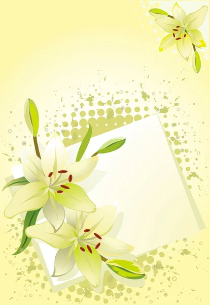 Lily, vektör grunge floral arka plan — Stok Vektör