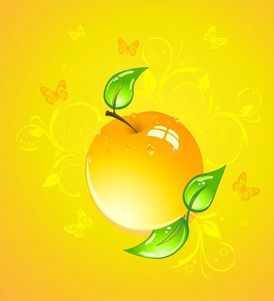 Pomme jaune, illustration vectorielle — Image vectorielle