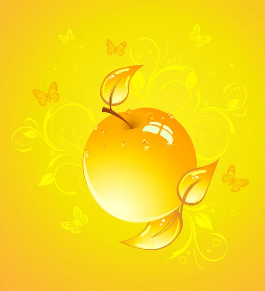 Gele apple, vectorillustratie — Stockvector