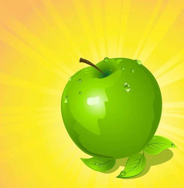 Green apple, vector illustration — Stock Vector