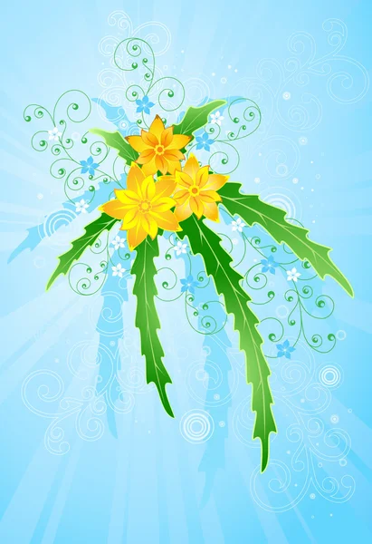 Bouquet de fleurs sur fond bleu — Image vectorielle