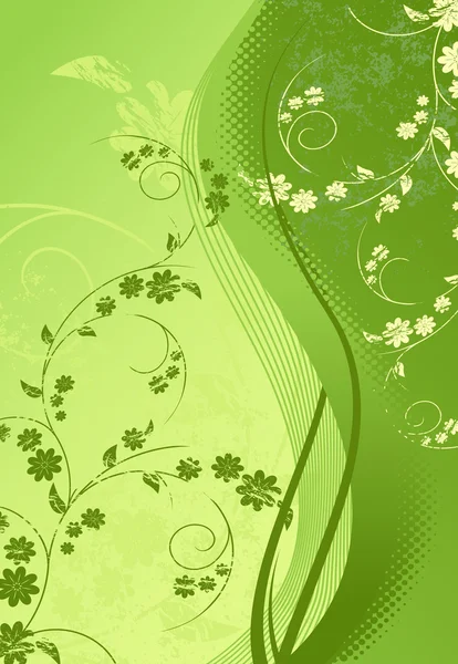 Yeşil grunge floral illüstrasyon — Stok Vektör