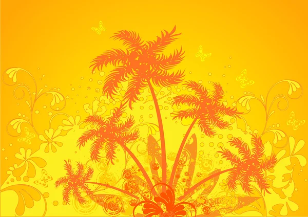 Sommerkomposition, orangefarbene Palme — Stockvektor