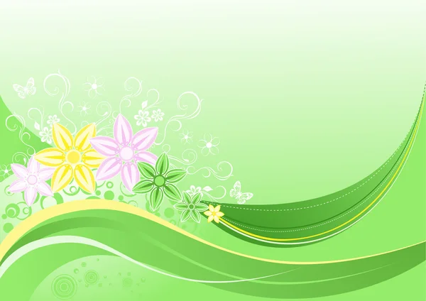 Blommig grön bakgrund — Stock vektor