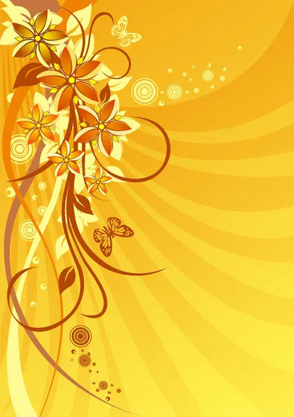 太阳能背景上的橙色花 — 图库矢量图片