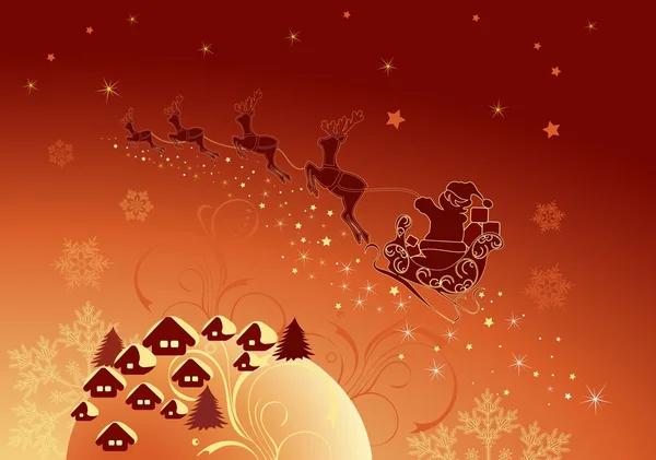 Notte di Natale e Babbo Natale — Vettoriale Stock
