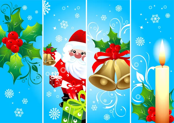 Bannières verticales bleu Noël — Image vectorielle