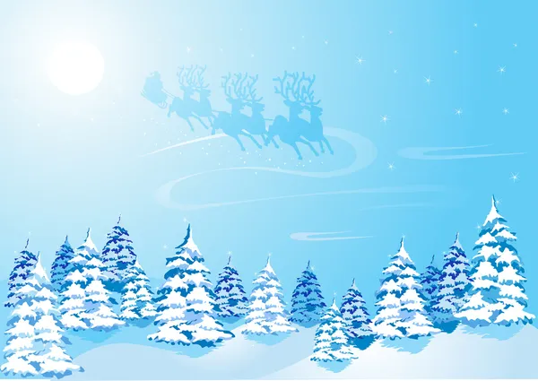 Père Noël avec cerfs — Image vectorielle