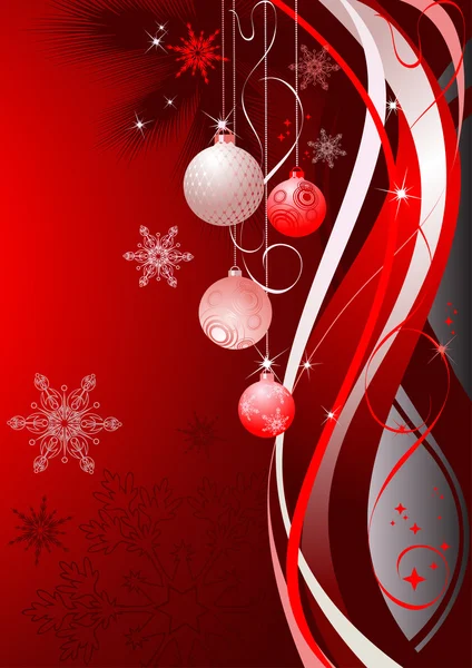 Palle di Natale su sfondo rosso — Vettoriale Stock