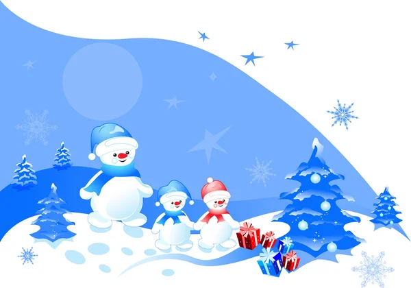 Conception de Noël avec bonhomme de neige — Image vectorielle