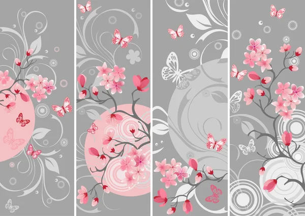 Set di fiori di ciliegio — Vettoriale Stock