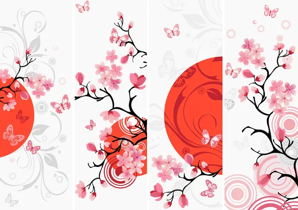 Set di fiori di ciliegio — Vettoriale Stock