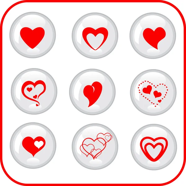 Beautiful set of valentine heart — Stock Vector