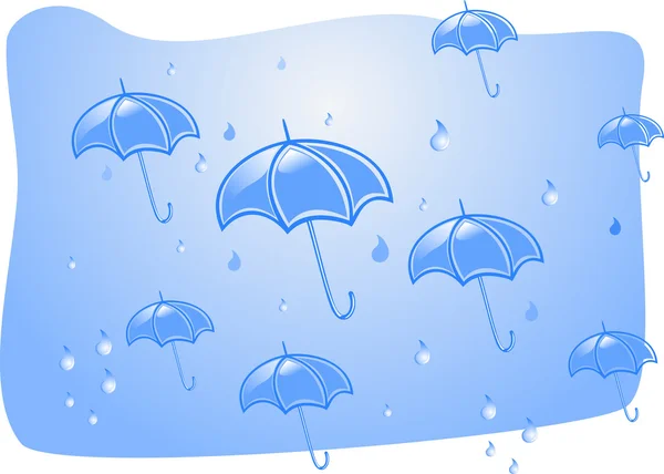 Umbrellas in the pouring rain — Stock Vector