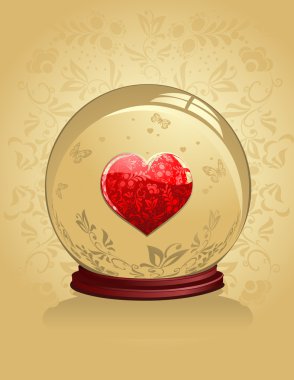 Glass Heart in a crystal bal clipart