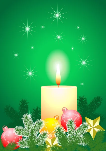 Weihnachtskugeln und Kerzen — Stockvektor