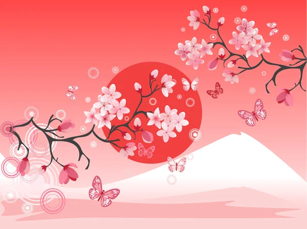 Japán cseresznyefa — Stock Vector