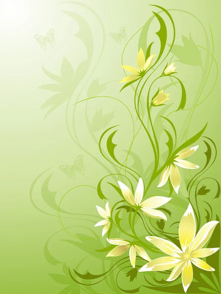 Çiçek, arka planı yeşil — Stok Vektör