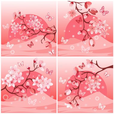 Japanese cherry tree clipart