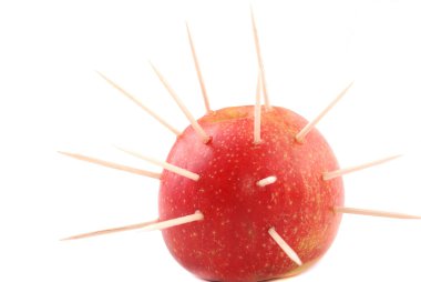 Apple with toothpicks clipart
