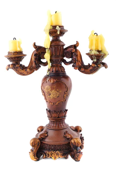 Wooden carved candlestick — Stock Photo, Image