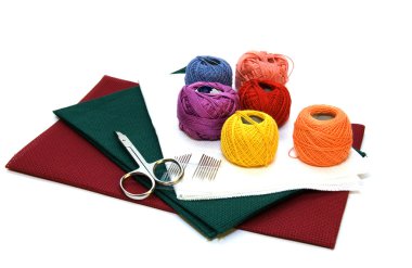 Fabric coloured with threads isolated