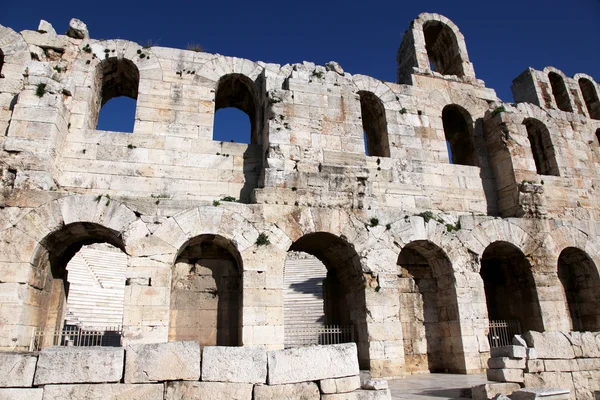 Ruinas de la pared antigua.Acrópolis de Atenas — Foto de Stock