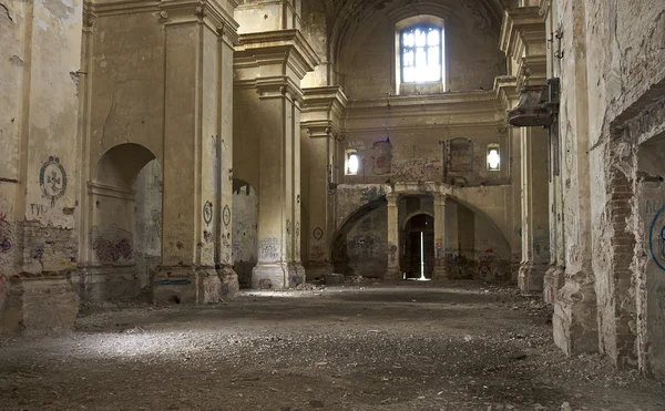 stock image Indoor shot of a church in ruins