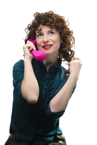 Mujer joven sosteniendo el teléfono —  Fotos de Stock