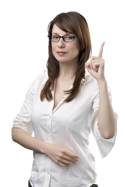 Długie włosy kobieta z okularów — Zdjęcie stockowe