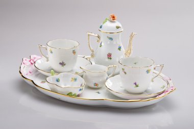 Hand painted tea service clipart