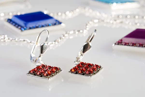 Earrings with diamonds — Stock Photo, Image