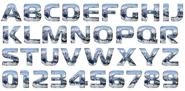 Conjunto de alfabetos fundidos cromados — Fotografia de Stock