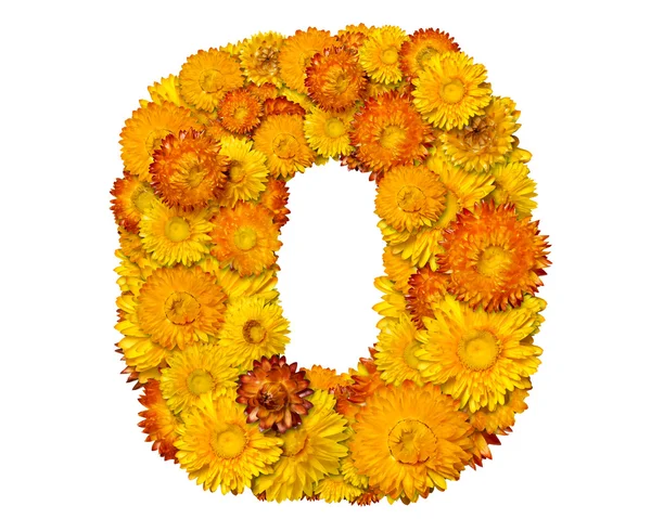 Numer z żółte i pomarańczowe kwiaty — Zdjęcie stockowe